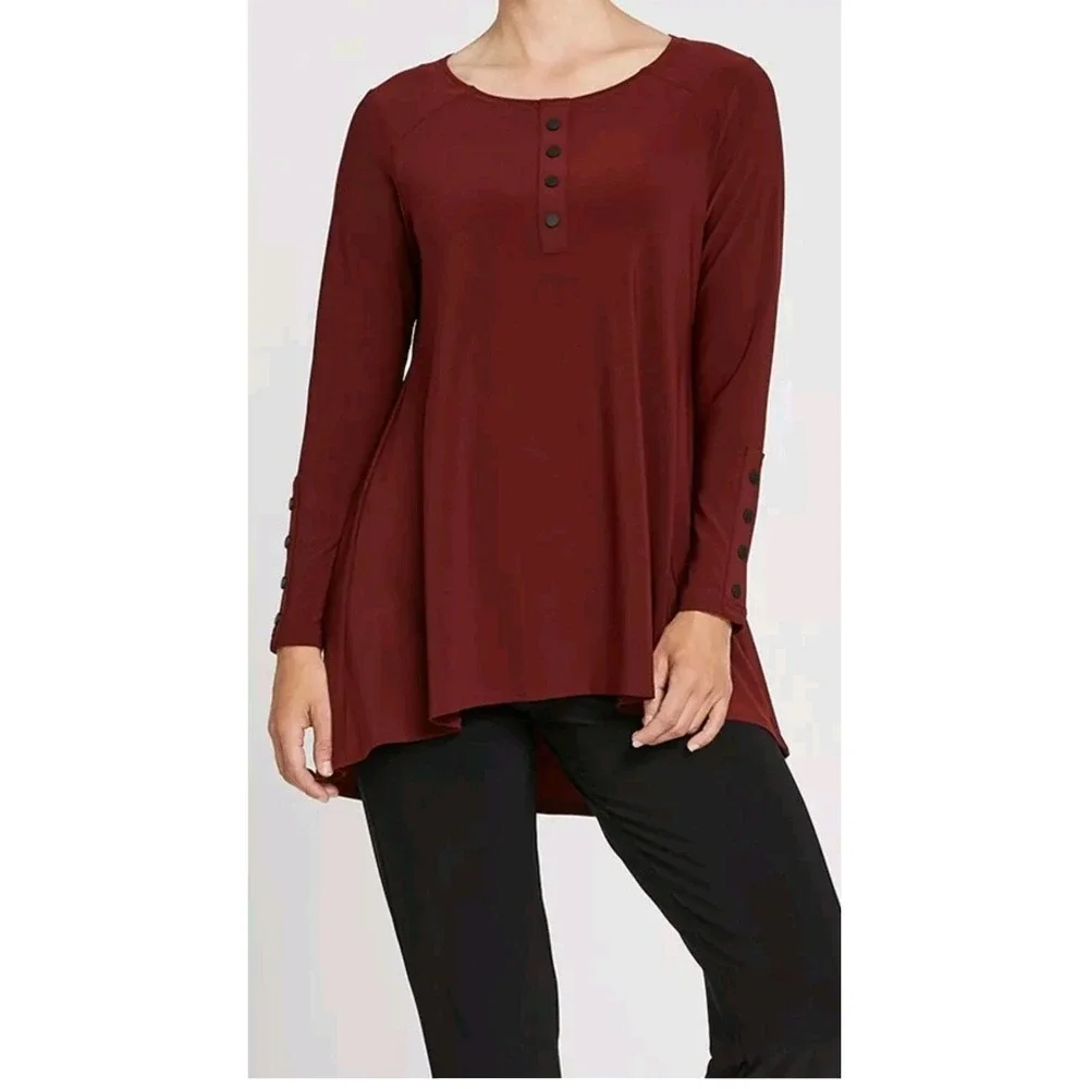 Sympli  SZ 6 NWT 'Iconic Henley' Tunic In Brick Red $179